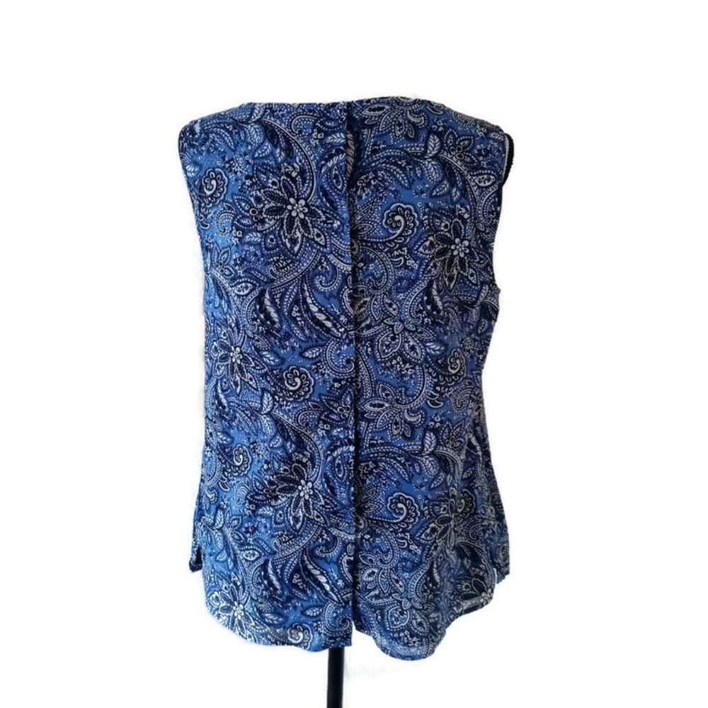 Talbots Cotton Paisley Sleeveless Lined Top - Picture 2 of 2